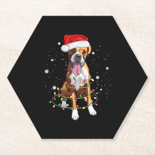 Boxer Dog Tree kerstlampjes Pajama Kartonnen Onderzetters