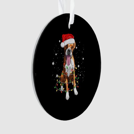 Boxer Dog Tree kerstlampjes Pajama Ornament (voorkant)