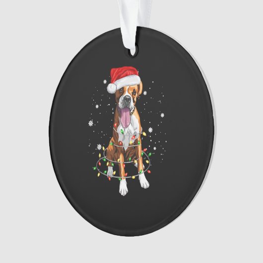 Boxer Dog Tree kerstlampjes Pajama Ornament (voorkant)