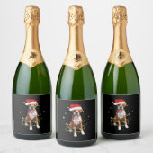 Boxer Dog Tree kerstlampjes Pajama Sparkling Wijnetiket (Flessen)