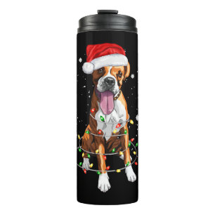 Boxer Dog Tree kerstlampjes Pajama Thermosbeker