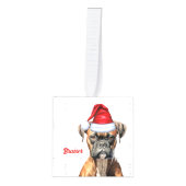 Boxer Dog Two Photo Kerstfeestdag Kubus Ornament (Voorkant)