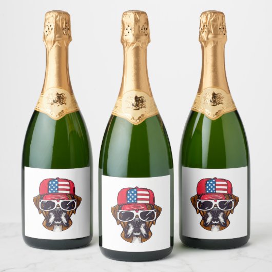 Boxer Dog USA Sparkling Wijnetiket (Flessen)