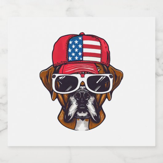 Boxer Dog USA Sparkling Wijnetiket (Enkel label)