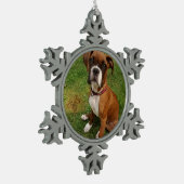 BOXER DOG-versiering Tin Sneeuwvlok Ornament (Links)
