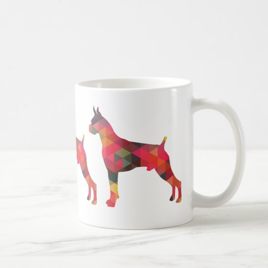 Boxer Dog Waterverf Geometric Pattern Silhouette Koffiemok (Rechts)