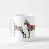 Boxer Dog Waterverf Geometric Pattern Silhouette Koffiemok (Voorkant links)
