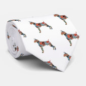 Boxer Dog Waterverf Geometric Pattern Silhouette Stropdas (Opgerold)