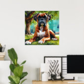 Boxer Dog 🐾Wiggle Butts & Tail Wags Poster (Thuiskantoor)
