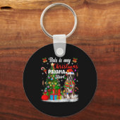 Boxer Dog Xmas Tree Lights Dit is mijn kerstkaart Sleutelhanger (Voorkant)