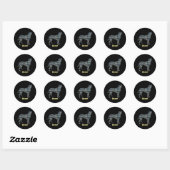 Boxer Dog Yellow & Black Grid Line Ronde Sticker (Vel)