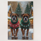 Boxer Dogs Christmas Snow Holiday Legpuzzel (Verticaal)