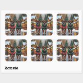 Boxer Dogs Christmas Snow Holiday  Vierkante Sticker (Vel)