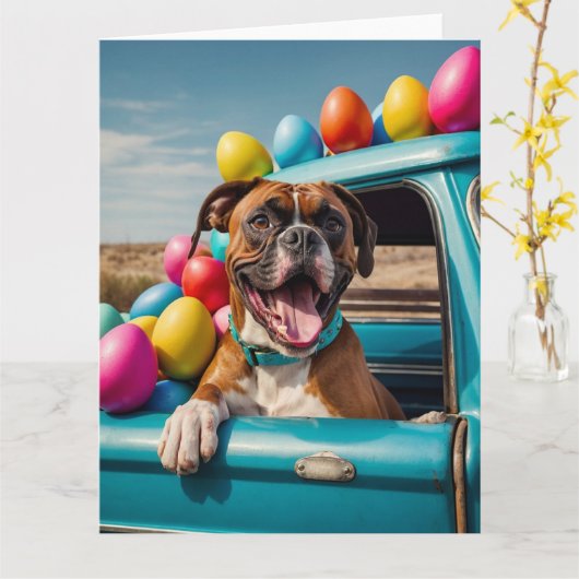 Boxer Easter Eggs Kaart (Gele Bloem)