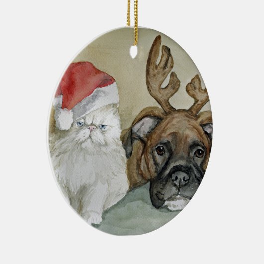 Boxer- en Perzische kat-kunstversiering Keramisch Ornament (Rechts)