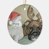 Boxer- en Perzische kat-kunstversiering Keramisch Ornament (Links)