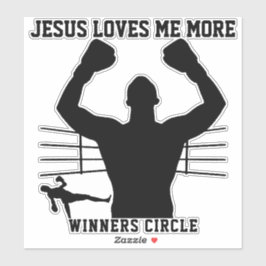 BOXER FIGHTER JESUS LOVES ME MORE - Winnaars Cirke Sticker