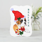 Boxer gelooft in Kerstmis Feestdagenkaart (Staand voorkant)