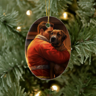 Boxer Gift, Huisdier Gift, Hond Brandweerman, Kers Keramisch Ornament
