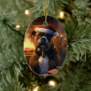 Boxer Gift, Huisdier Gift, Hond Politie, Kerstmis Keramisch Ornament