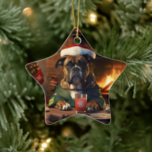 Boxer Gift, Huisdier Gift, Hond Politie, Kerstmis  Keramisch Ornament