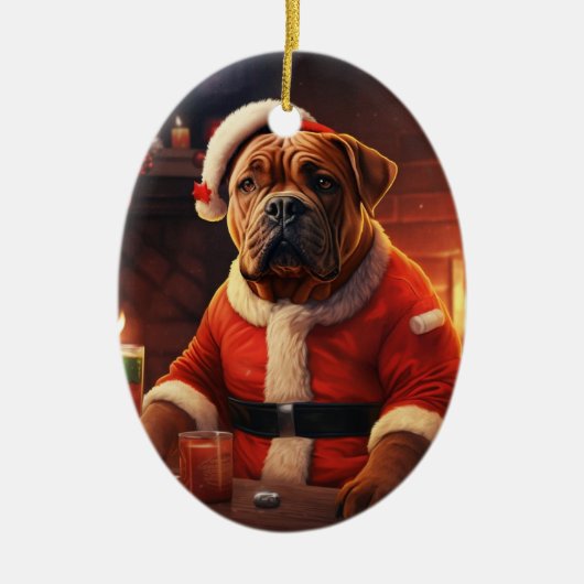 Boxer Gift, Huisdier Gift, Hond Politie, Kerstmis Keramisch Ornament (Voorkant)