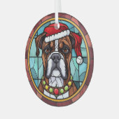 Boxer Glas in lood Kerst Ornament (Voorkant links)
