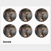 Boxer Halloween Griezelen Ronde Sticker (Vel)