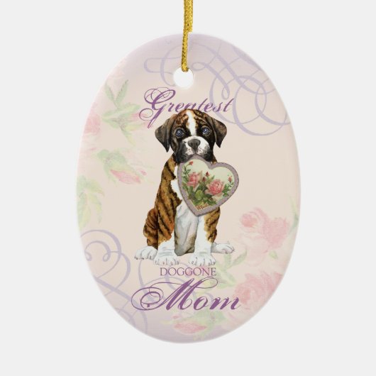 Boxer Heart Mam Keramisch Ornament (Voorkant)