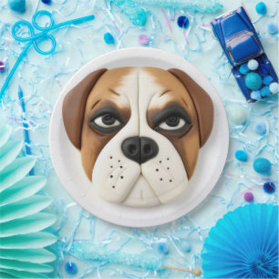 Boxer Hond 3D Geïnspireerd Papieren Bordje