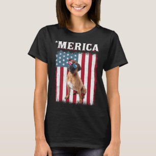 Boxer Hond Amerikaanse Vlag Hond 4 juli T-shirt