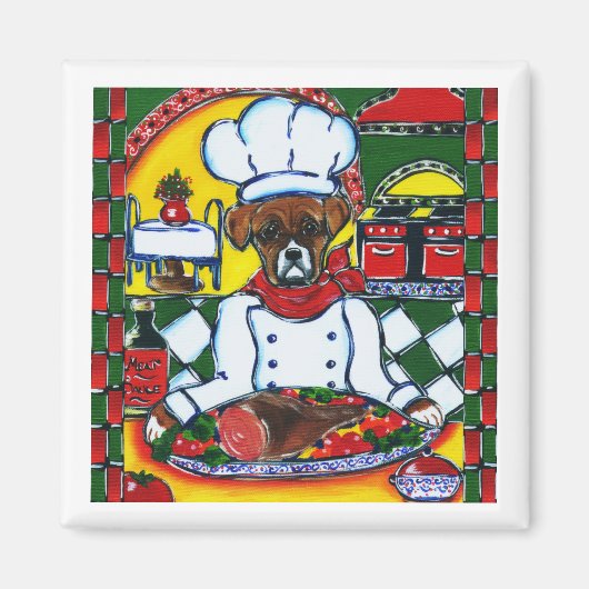 Boxer Hond Chef Magneet (Voorkant)
