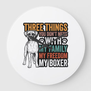 Boxer Hond Familie Vrijheid Vintage T-shirt Ontwer Grote Klok