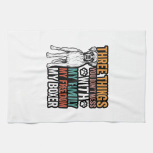 Boxer Hond Familie Vrijheid Vintage T-shirt Ontwer Theedoek
