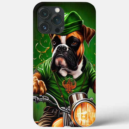 Boxer Hond Fietst op St. Patrick's Day Case-Mate iPhone Case (Achterkant)
