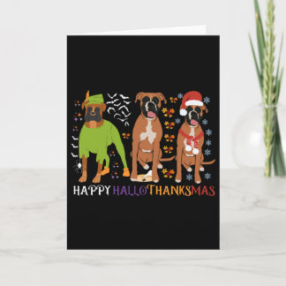 Boxer Hond Gelukkig Hallothanksmas Kerstmis Hond L Kaart