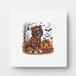Boxer Hond Geruite Hoodie Halloween Pompoen Vleerm Fotoplaat