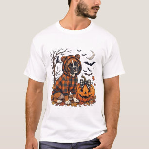 Boxer Hond Geruite Hoodie Halloween Pompoen Vleerm T-shirt