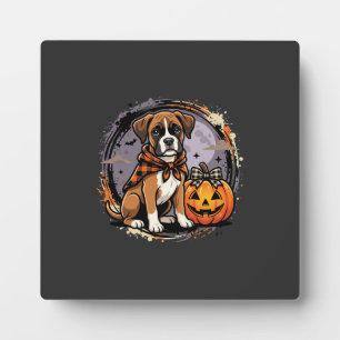 Boxer Hond Halloween Pompoen Sublimatie Fotoplaat