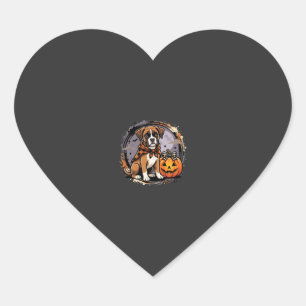 Boxer Hond Halloween Pompoen Sublimatie Hart Sticker