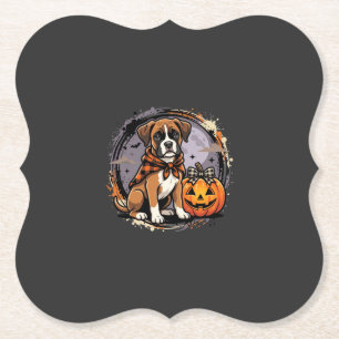 Boxer Hond Halloween Pompoen Sublimatie Kartonnen Onderzetters