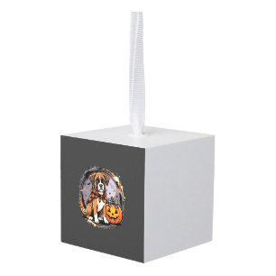 Boxer Hond Halloween Pompoen Sublimatie Kubus Ornament
