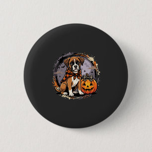 Boxer Hond Halloween Pompoen Sublimatie Ronde Button 5,7 Cm
