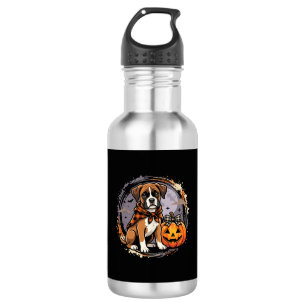 Boxer Hond Halloween Pompoen Sublimatie Waterfles
