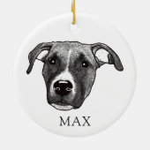 Boxer Hond Hand Tekening Gepersonaliseerd Keramisch Ornament (Achterkant)