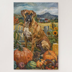 Boxer Hond Herfst Oogst Dankdag Legpuzzel