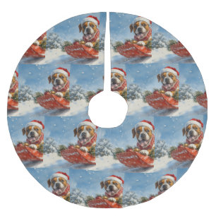 Boxer Hond in Sledge Laat het Sneeuw Kerstmis Kerstboom Rok