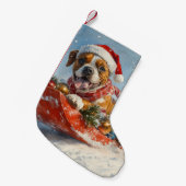Boxer Hond in Sledge Laat het Sneeuw Kerstmis Kleine Kerstsok (Voorkant (Hangend))