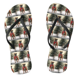 Boxer Hond in Sneeuw Kerstmis Teenslippers