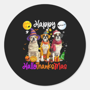 Boxer Hond Kerst Thanksgiving Gelukkig Halloween Ronde Sticker